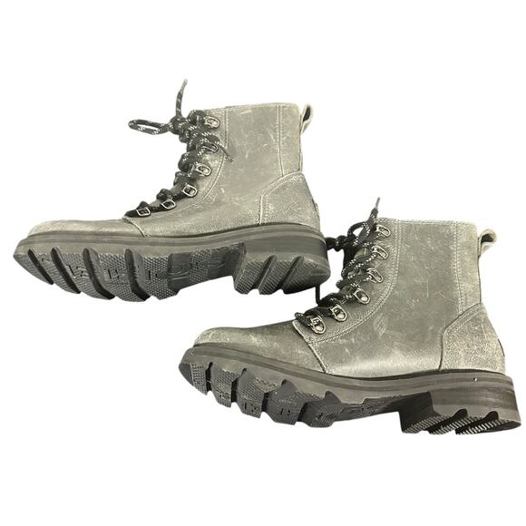 Sorel Lennox Waterproof Lace-Up Combat Boots Gray Leather Size 7.5 rugged hiking - Picture 7 of 10